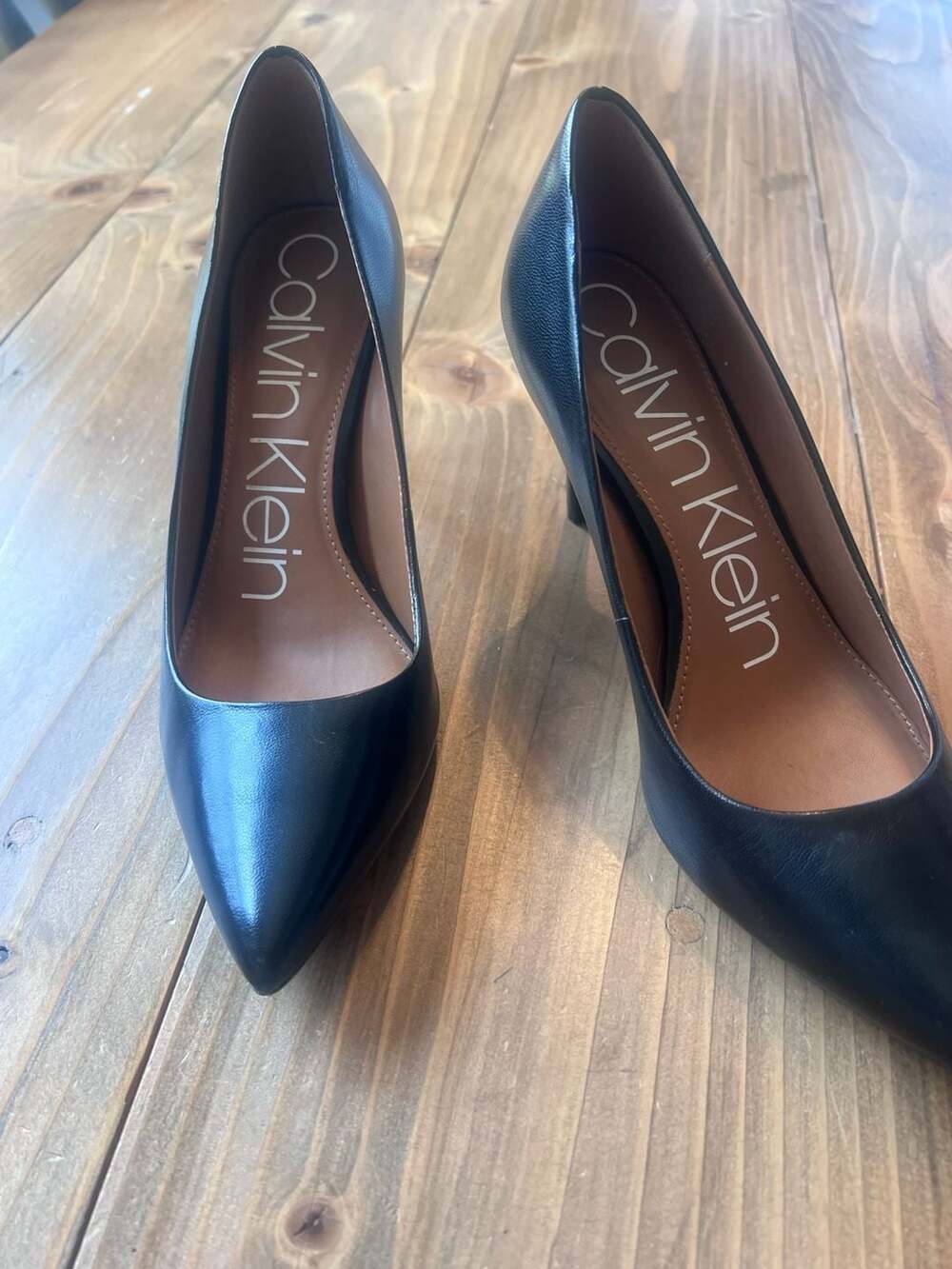 Calvin Klein Women's Gayle Pump, Black Leather, 7